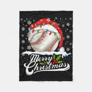 Christmas Baseball Ball Santa Hat Xmas Boys Men Fleece Blanket