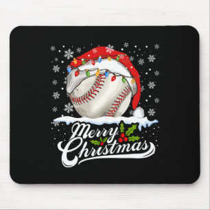 Christmas Baseball Ball Santa Hat Xmas Boys Men Mouse Mat