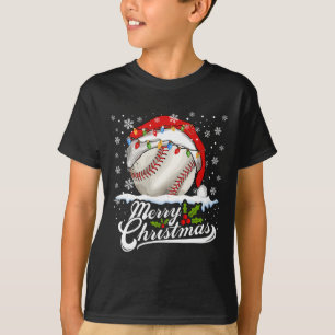 Christmas Baseball Ball Santa Hat Xmas Boys Men  T-Shirt