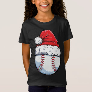 Christmas Baseball Ball Santa Hat Xmas Catcher Pit T-Shirt
