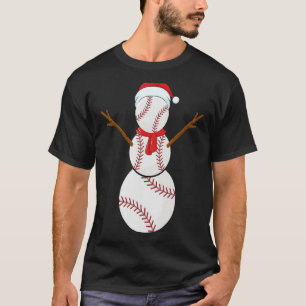 Christmas Baseball Balls Santa Snowman  Xmas T-Shirt