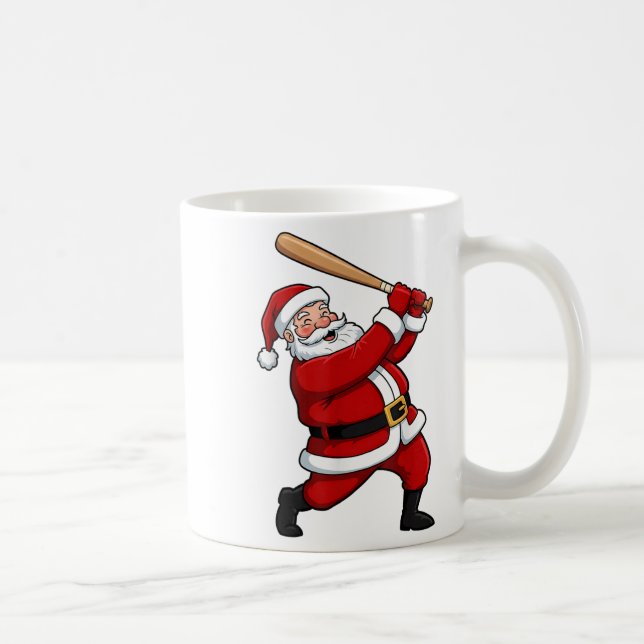 Christmas Baseball Batter Santa Xmas Srt Player Bo Coffee Mug (Right)