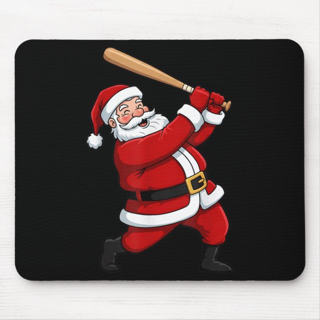 Christmas Baseball Batter Santa Xmas Srt Player Bo Mouse Mat (Front)