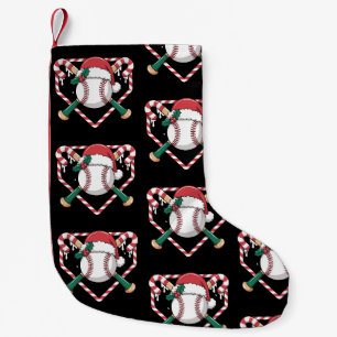 Christmas Baseball Candy Cane Bats Santa Hat Xmas Small Christmas Stocking