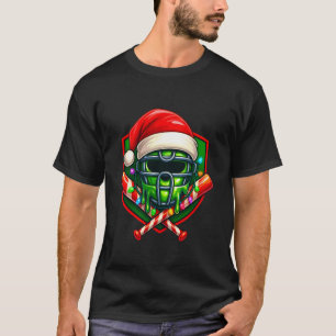 Christmas Baseball Catcher Mask Ice Cream Drip T-Shirt