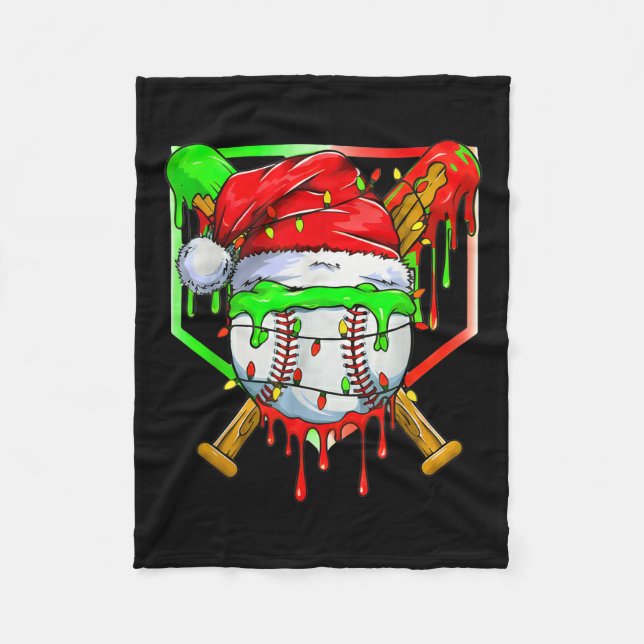 Christmas Baseball Drip For Boys Ice Cream Drip Ba Fleece Blanket (Front)