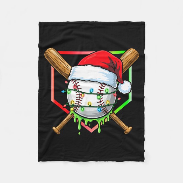 Christmas Baseball Drip Ice Cream Drip Baseball Lo Fleece Blanket (Front)