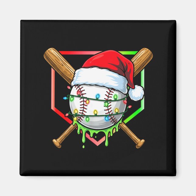 Christmas Baseball Drip Ice Cream Drip Baseball Lo Magnet (Front)