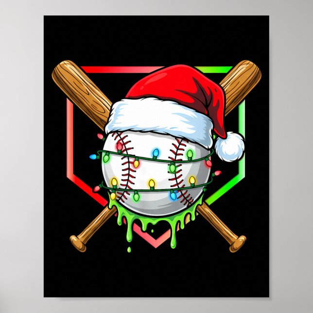 Christmas Baseball Drip Ice Cream Drip Baseball Lo Poster (Front)