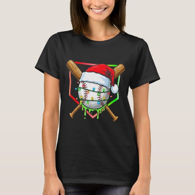 Christmas Baseball Drip Ice Cream Drip Baseball Lo T-Shirt (Front)