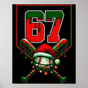 Christmas Baseball Drip Number 67 Player Or 67th B Poster