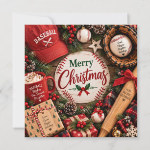 Christmas Baseball   Festive Holiday  Card