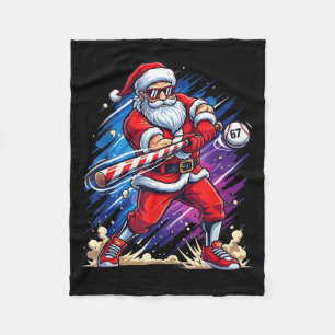 Christmas Baseball Funny Santa Game Day Xmas Boys  Fleece Blanket