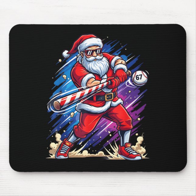 Christmas Baseball Funny Santa Game Day Xmas Boys  Mouse Mat (Front)