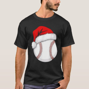 Christmas Baseball Funny Xmas Santa Hat Boys Teens T-Shirt