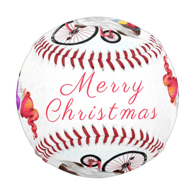 Christmas Baseball Gift Gnome with Bike and Gifts (Back)