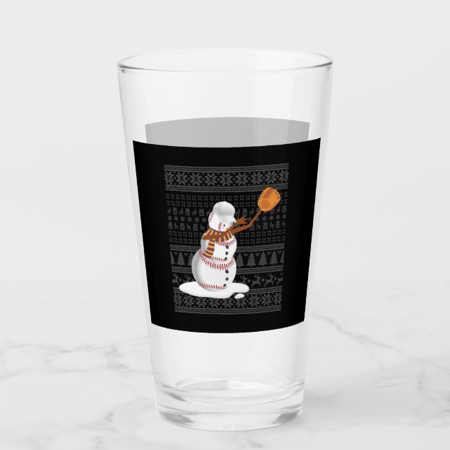 Christmas Baseball  Glass (Front)