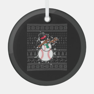 Christmas Baseball Glass Tree Decoration