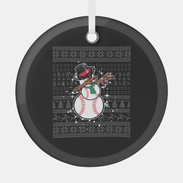 Christmas Baseball Glass Tree Decoration (Front)