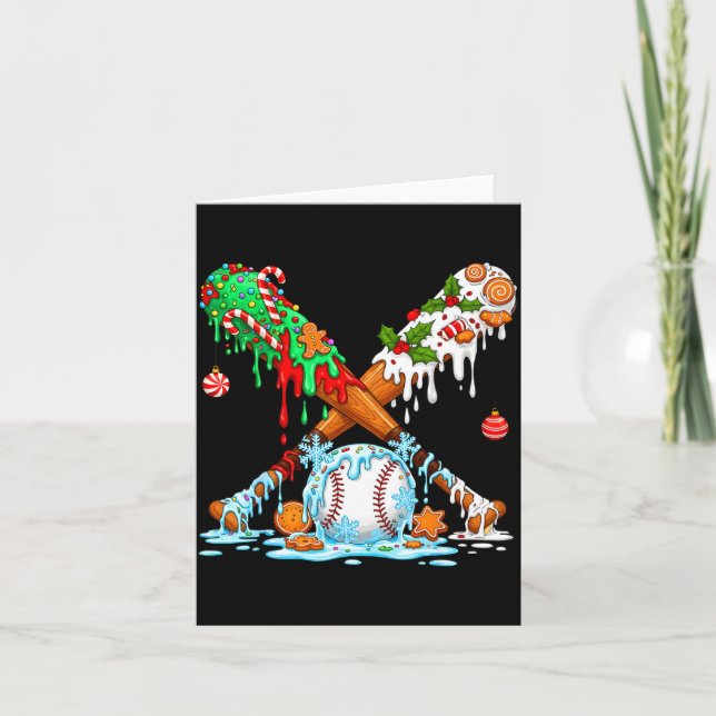 Christmas Baseball Ice Cream Drip Candy Game Day B Card (Front)