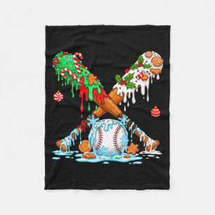 Christmas Baseball Ice Cream Drip Candy Game Day B Fleece Blanket
