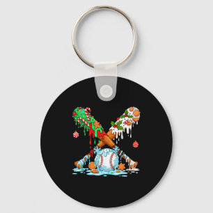 Christmas Baseball Ice Cream Drip Candy Game Day B Key Ring
