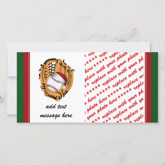 Christmas Baseball Mitt and Ball Holiday Card (Front)