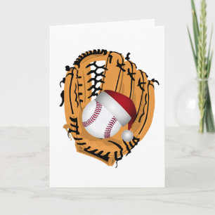 Christmas Baseball Mitt and Ball Holiday Card