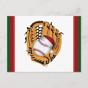 Christmas Baseball Mitt and Ball Holiday Postcard