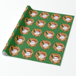 Christmas Baseball Mitt and Ball Wrapping Paper