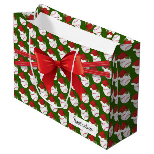 Christmas Baseball Pattern - Large Large Gift Bag