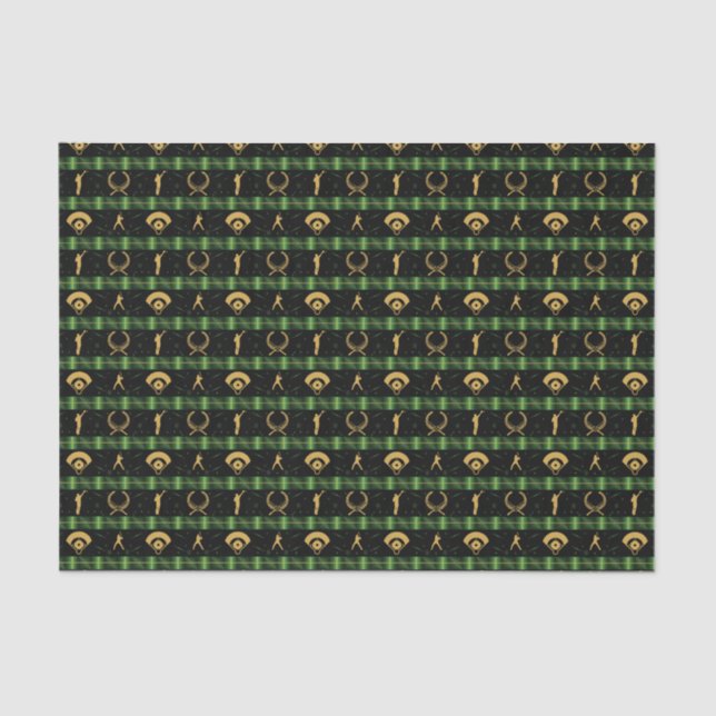 Christmas Baseball Player - Green Check Tissue Paper (Front)