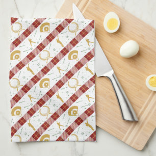 Christmas Baseball Player - Red Green Tea Towel