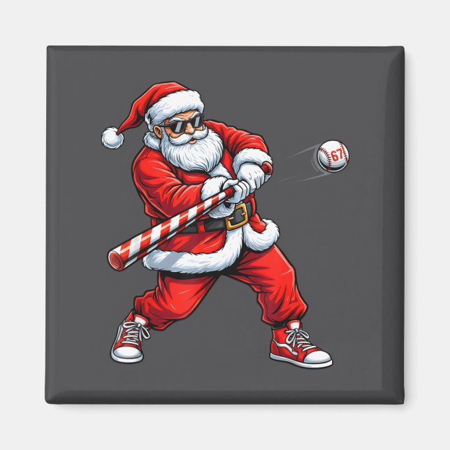 Christmas Baseball Player Santa Funny Xmas Boys Me Magnet (Front)
