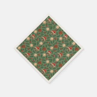 Christmas Baseball Raccoon Pattern Napkins