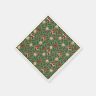 Christmas Baseball Racoon Pattern Napkins