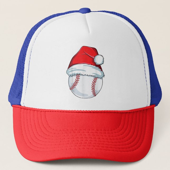 Christmas Baseball Santa Hat Ball Kids Boys Men (Front)