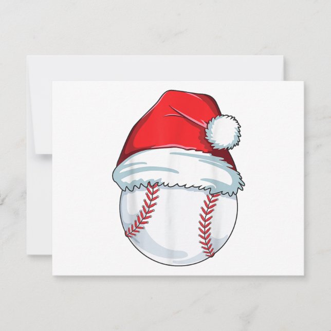 Christmas Baseball Santa Hat Ball Kids Boys Men Holiday Card (Front)