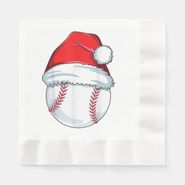 Christmas Baseball Santa Hat Ball Kids Boys Men Napkin (Front)