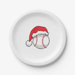 Christmas Baseball Santa Hat Baseball Christmas Paper Plate