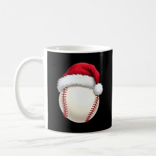 Christmas Baseball Santa Hat Funny Sport Xmas Coffee Mug (Left)