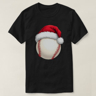 Christmas Baseball Santa Hat Funny Sport Xmas T-Shirt