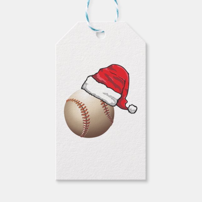 Christmas Baseball Santa Hat Gift Tags (Front)