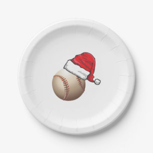 Christmas Baseball Santa Hat Paper Plate