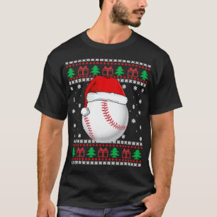 Christmas Baseball Santa Hat Ugly Xmas Boys Men Ba T-Shirt