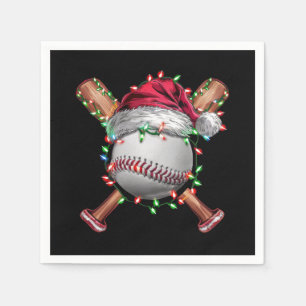 Christmas Baseball Santa Sports Xmas Holiday Napkin