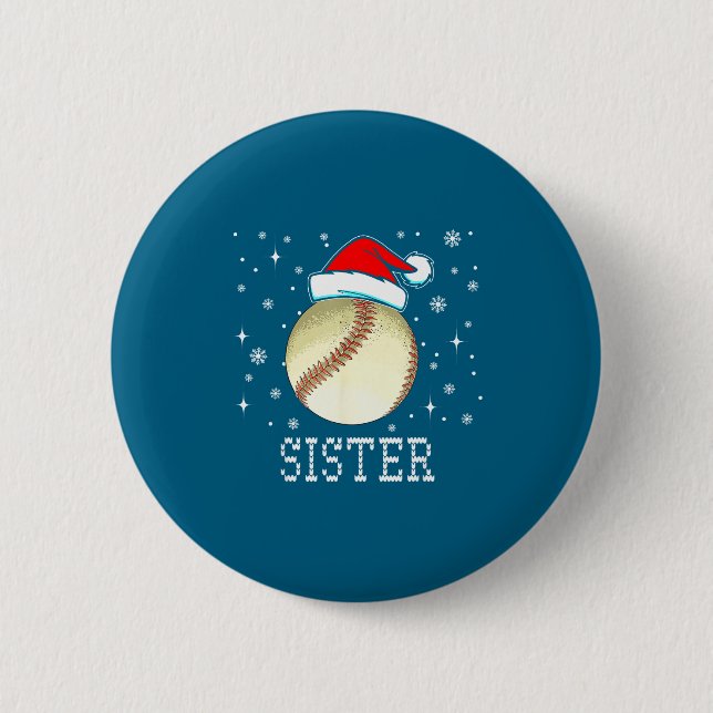 Christmas Baseball Sister Xmas Santa Hat Kids Boys 6 Cm Round Badge (Front)
