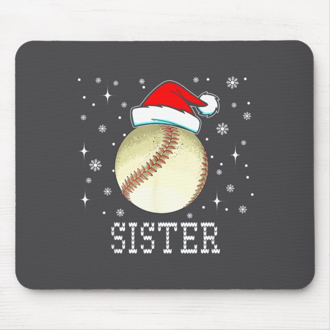 Christmas Baseball Sister Xmas Santa Hat Kids Boys Mouse Mat (Front)