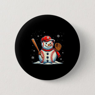 Christmas Baseball Snowman Boys Baseball Christmas 6 Cm Round Badge