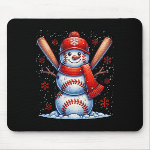 Christmas Baseball Snowman Boys Baseball Christmas Mouse Mat